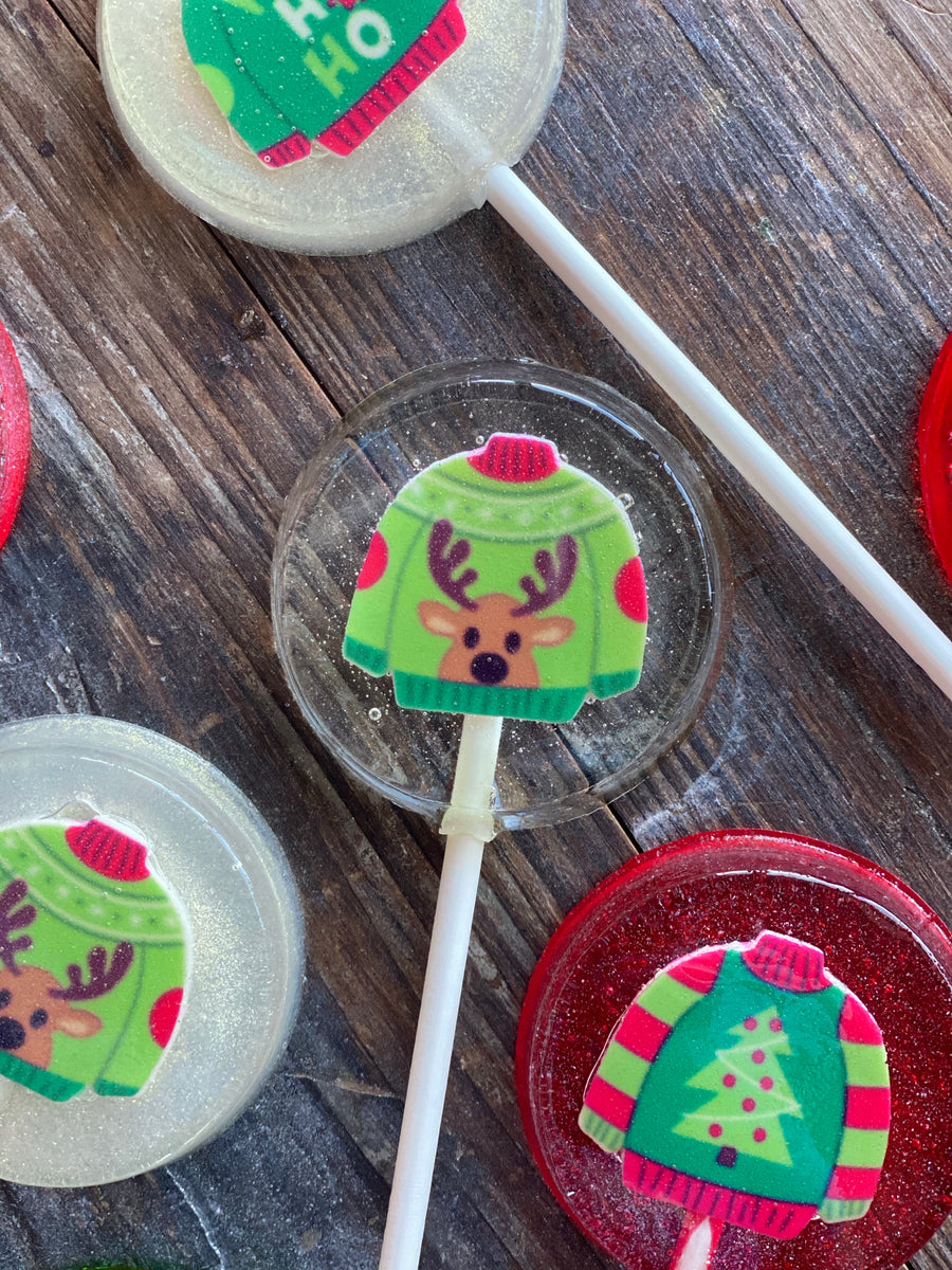 Ugly Sweater Lollipops for Christmas Party Gifting & Sticking Stiffers – Sugar  Art Supply