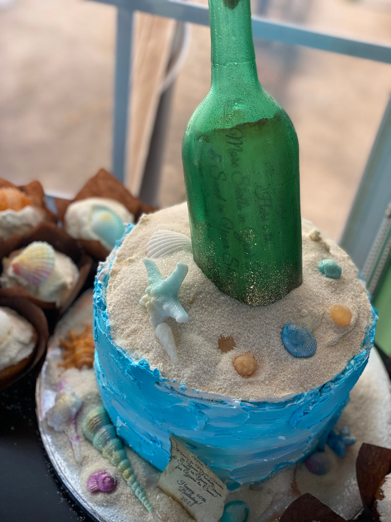 Edible Message in a Sugar Bottle Beach Ocean Cake Topper for ...